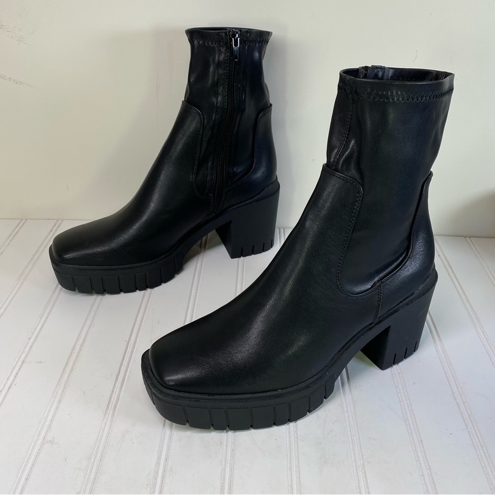 Truffle Collection Black Pull On Chunky Boots - image 3